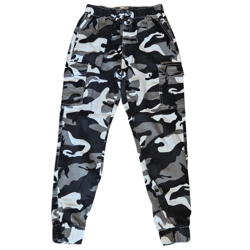 Almost Famous Camouflage Cargo Women's Pants Black Grey White
